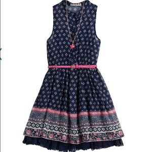 Girls KnitWorks printer skater Dress&Necklace Set